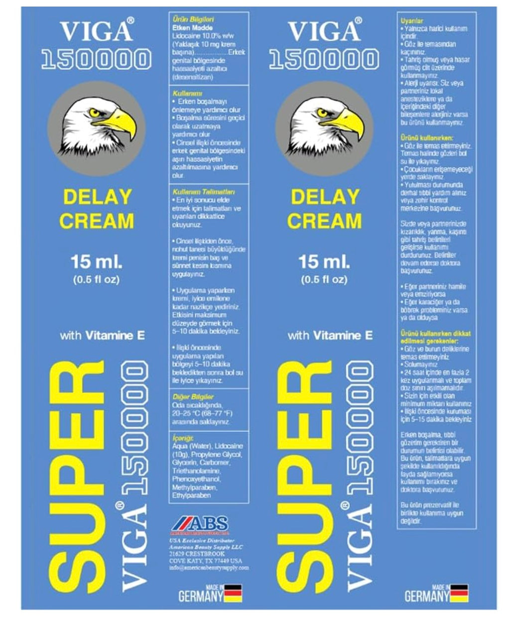 Super Viga 150000 Delay Cream for Men - Effective Desensitizing Formula - Keep it Hard, Retard Ejaculation & Improve Performance - 0.50 Fl Oz