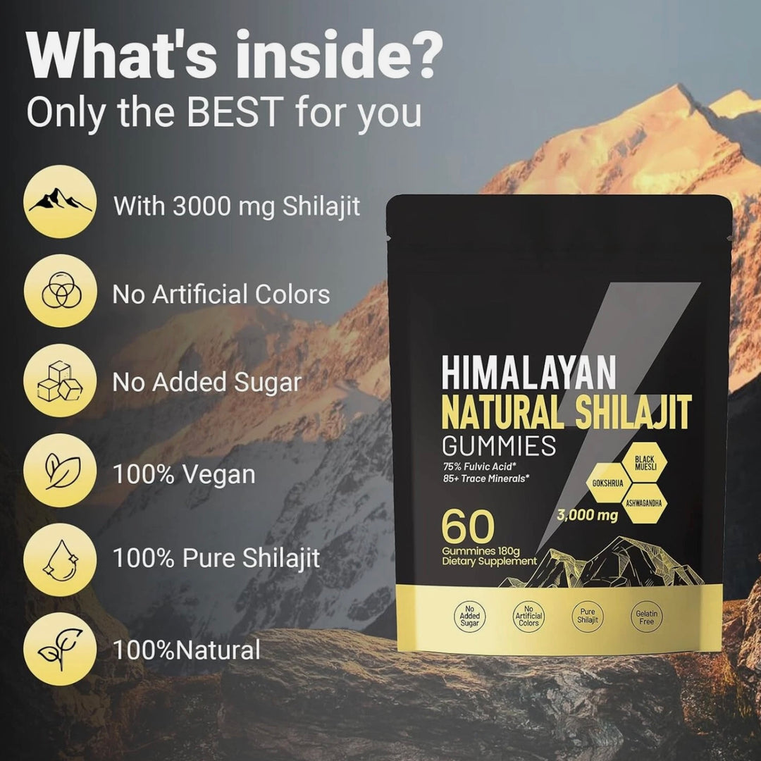 Himalayan Shilajit Herbal Gummies – Natural Mineral Blend – 60 Count
